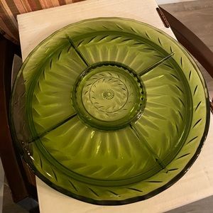 Laurel Green Indiana Glass Serving Platter